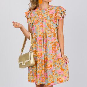Jodifl Stella Floral Dress, Dusty Blue M
